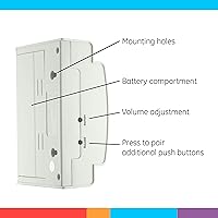 Vista 3 de GE Campana de puerta, extensor inalámbrico, enchufe, rango de 150 pies, receptor de timbre de repuesto, volumen ajustable, 19248