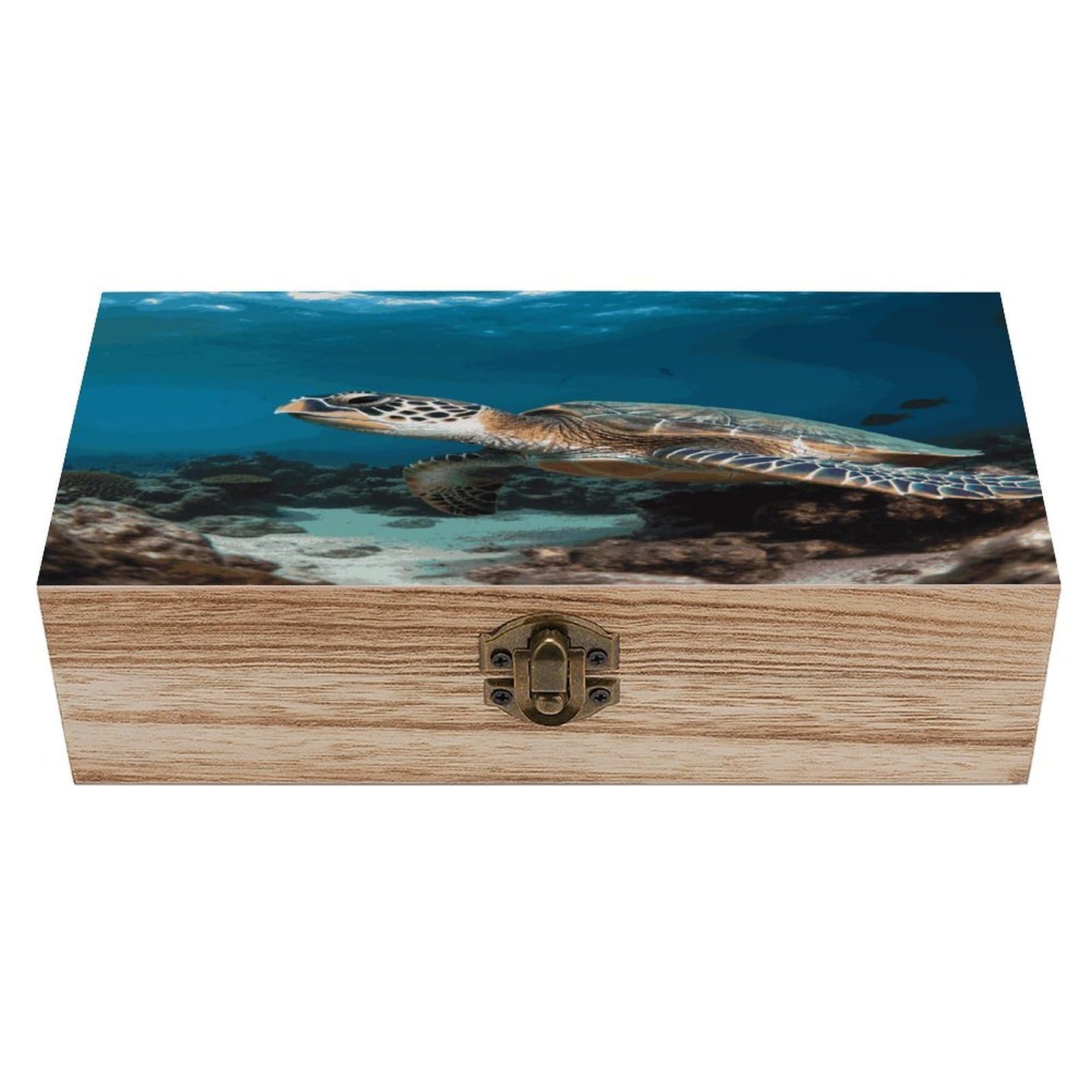 Adfgyerh Style Sea Turtle Bins Solid Wood，Jewelry Box Retro And Exquisite，Storage Box Used For Storing Photos, Souvenirs, Letters, Gifts, And Jewelry.