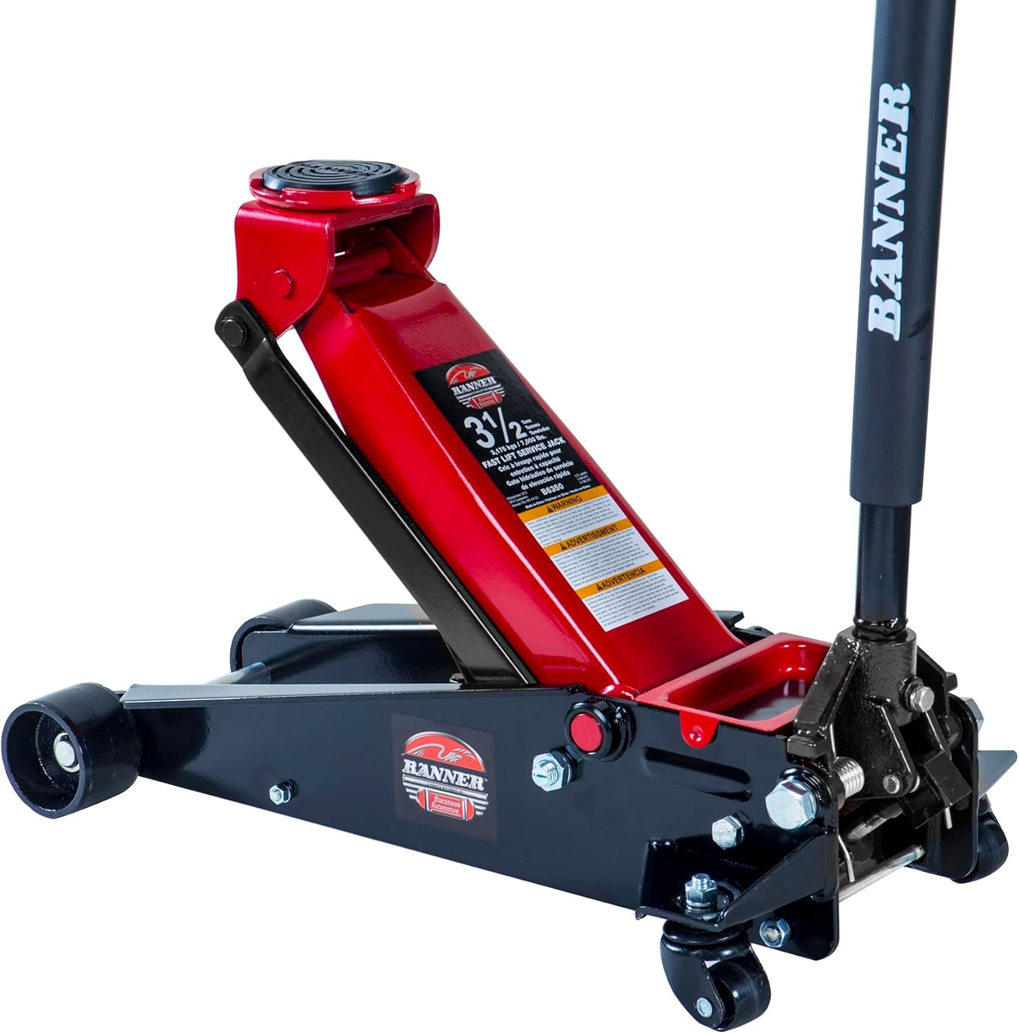 Blackhawk B6350 3.5 Ton Fast Lift Service Jack - Heavy Duty Steel Floor Jack with Swivel Saddle & Safety Valve