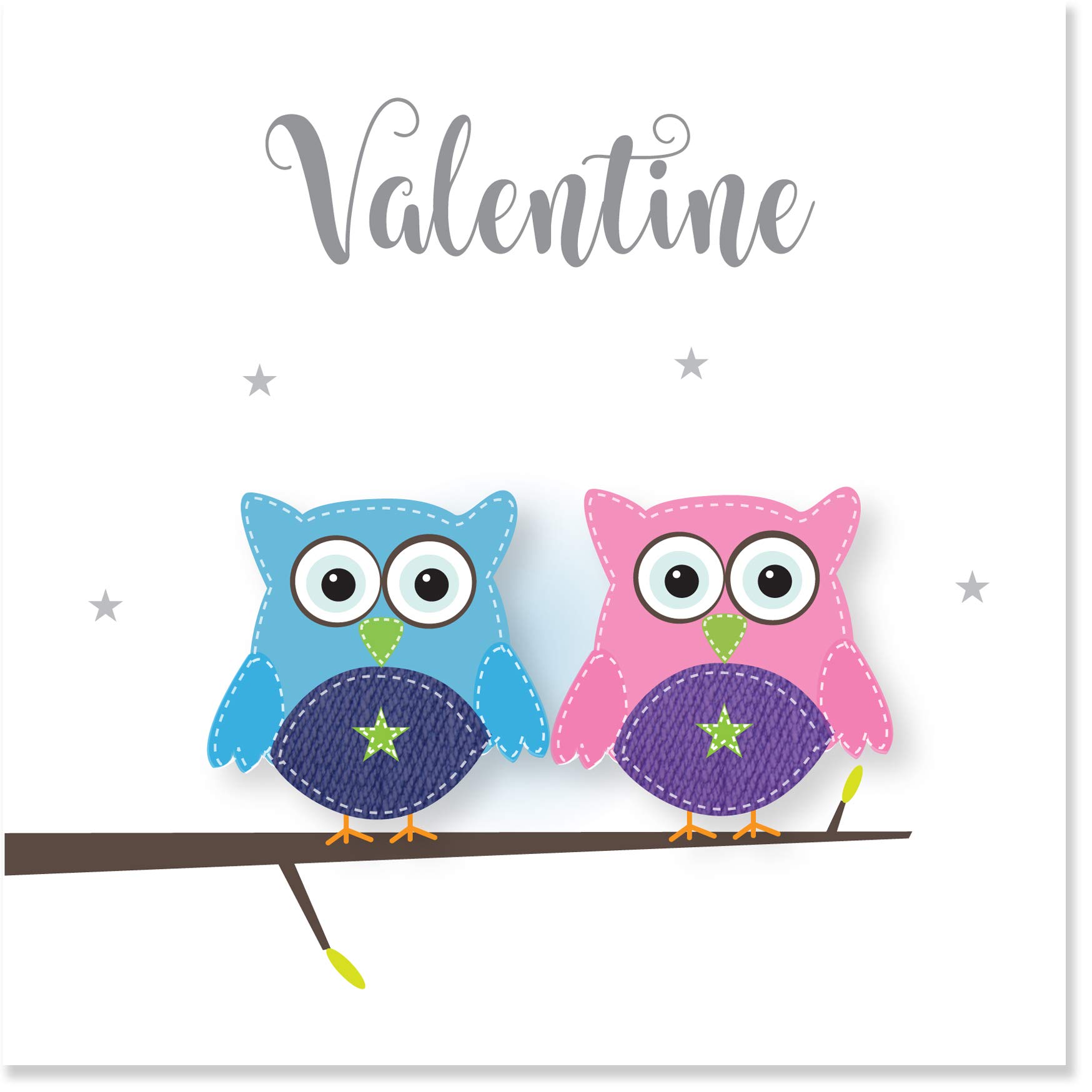 Quirky Owl Couple Valentine Card with Silver Foil Text Size 140mm -by Jonathan Glick Designs - an Alternative Valentine's Day Card