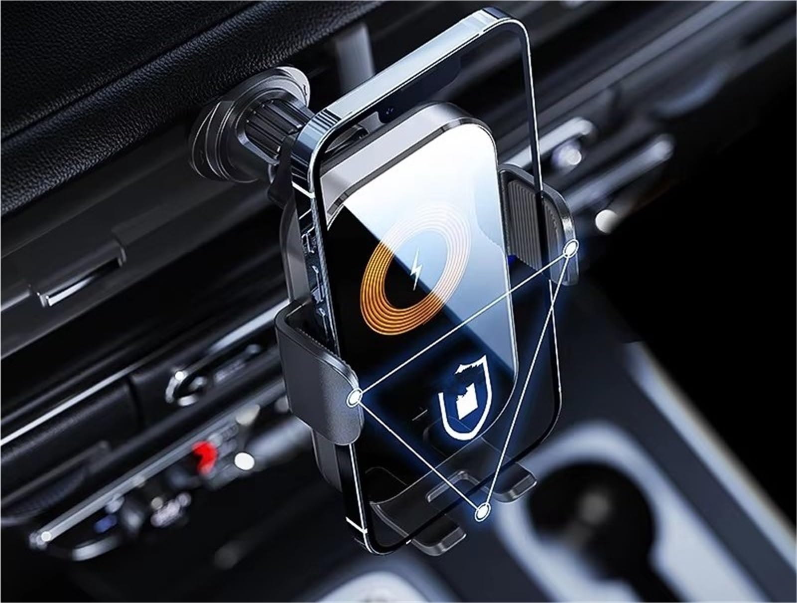 Per Xiaomi Caricabatterie Wireless Universale Per Auto Con Sensore Intelligente Supporto Auto Supporto Telefono Supporto Ricarica Rapida 15 W Porta Cellulare Auto(Black)