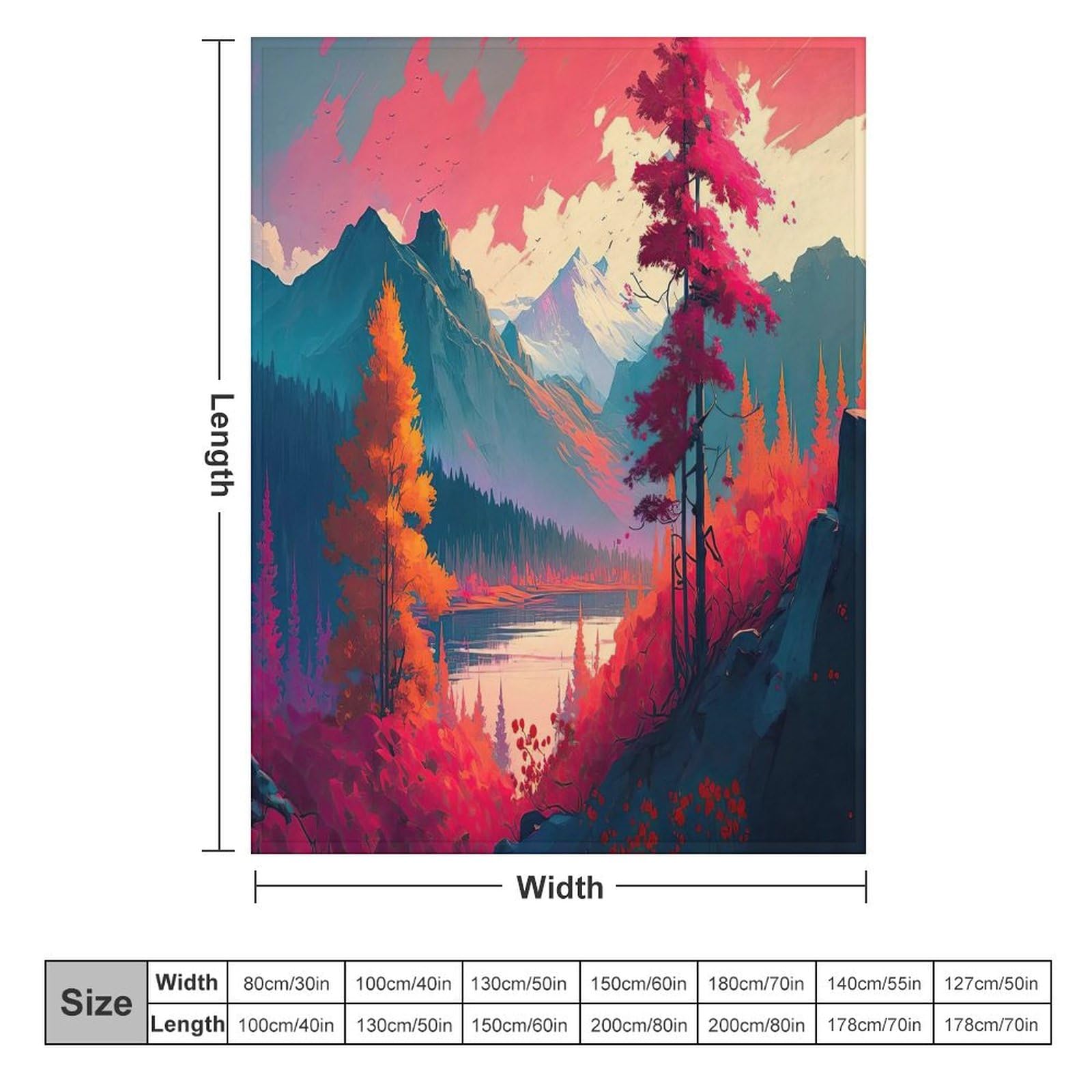 Couverture en Montagne majestueuse 3D Impression Chaudes Moelleuse Couverture en Polaire Flannel Légères Couvertures Toutes Saisons pour Voyager, Lit Ou Canapé （150×200cm）