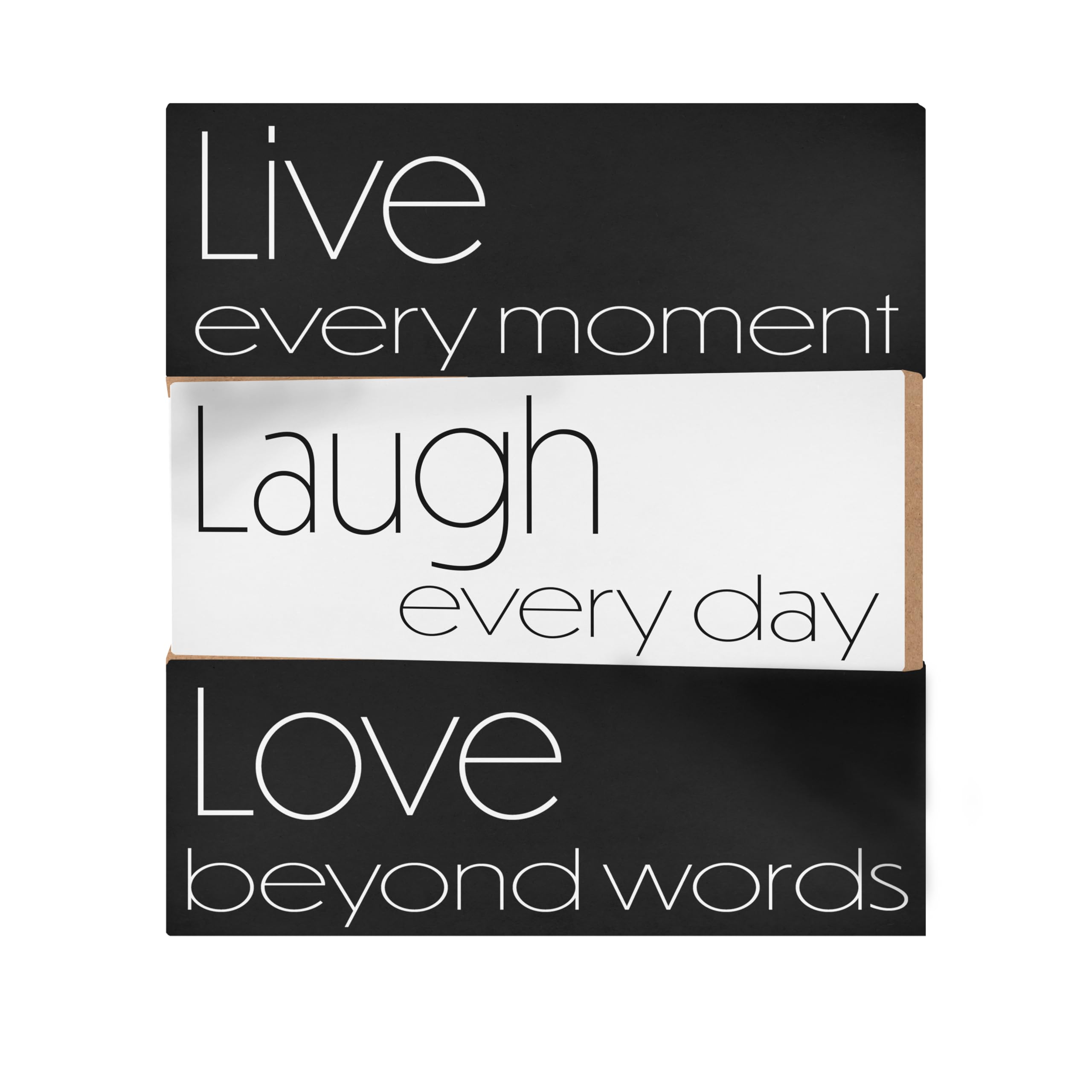 Live Laugh Love Wooden Sign Set, Farmhouse Decoration for Home Office, Tiered Tray Decor 3pc Block Set, Made in USA
