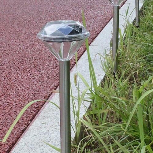 Miniatura 5 de Uonlytech Paquete de 4 luces LED solares en forma de diamante para exteriores, impermeables, paisaje, camino, jardín, patio, iluminación solar