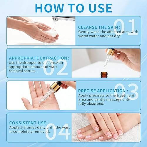 Miniatura 5 de RushCure Eliminación de verrugas cutáneas con 17% de ácido salicílico, suero removedor de lunares con gotero de precisión, removedor de marcas