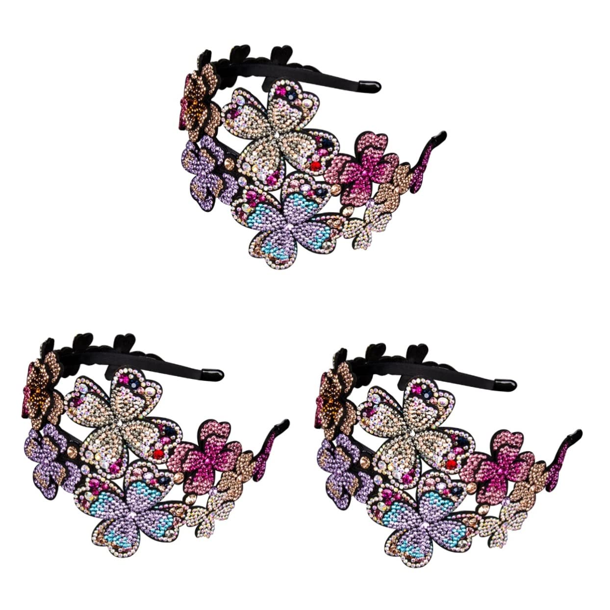 FRCOLOR 3 Fasce Per Vintage Con Fiori Di Cristallo E Strass Per Halloween Quotidiano