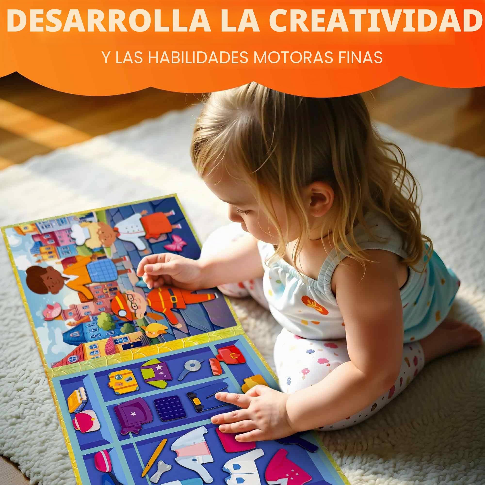 QUOKKA Vestir Muñecas Magnetico para Niños 2 3 Años – Juegos de Viaje Niñas 3 4 Años – 35 Piezas Puzzle Magnético para Avión y Coche – Muñecas Recortables Profesiones – Regalos para Niñas de 2 a 5