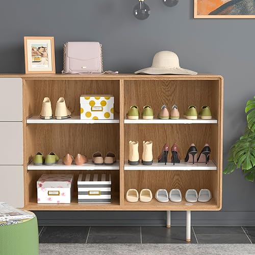 Miniatura 7 de SlimmKISS Estantes organizadores de tensión de armario expandibles, estante ajustable para gabinete, almacenamiento de armario, estantes divisores