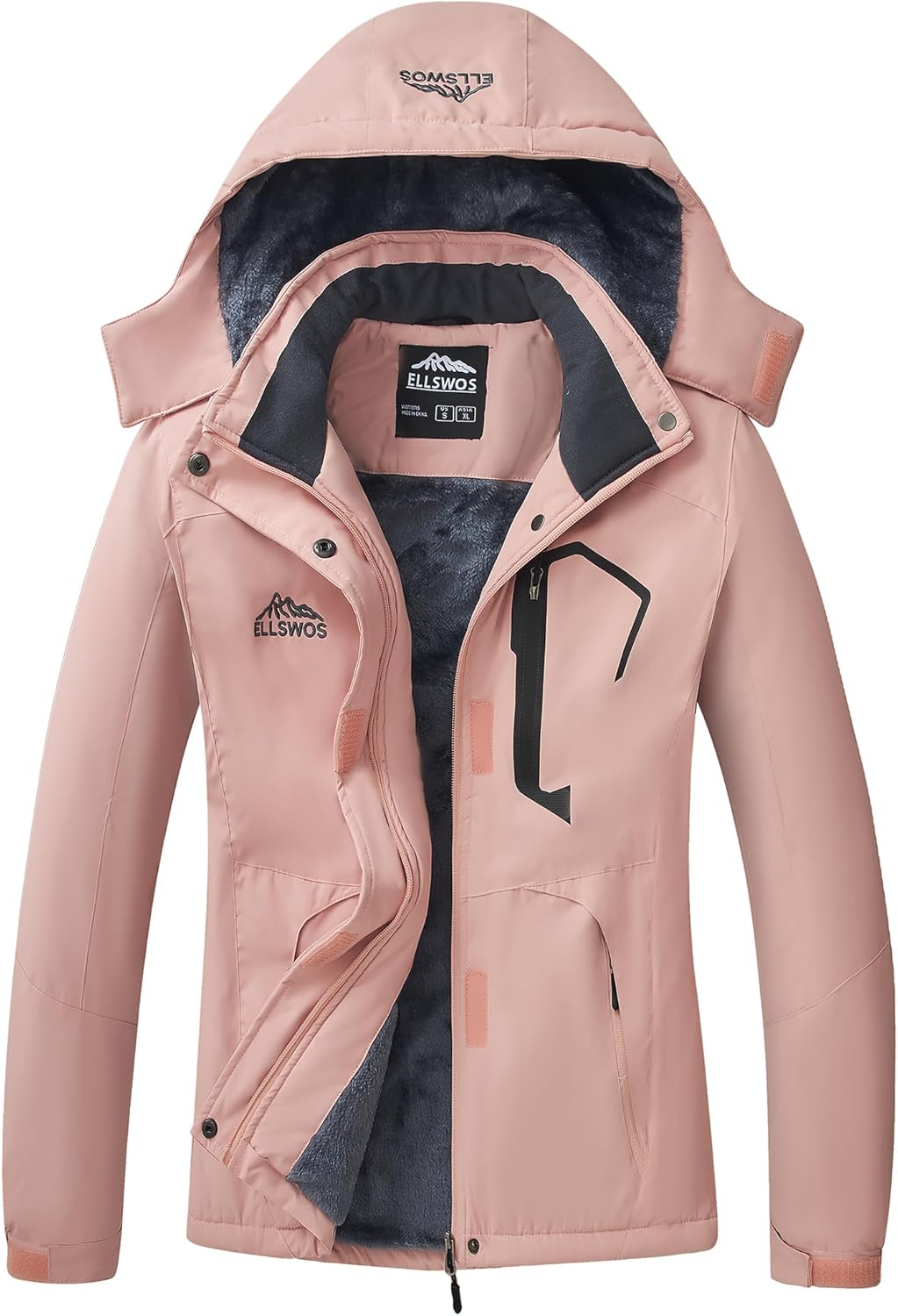 ELLSWOS Womens Winter Coats Waterproof Ski Jacket Warm Snow Jackets Windproof Windbreaker Hooded Raincoat