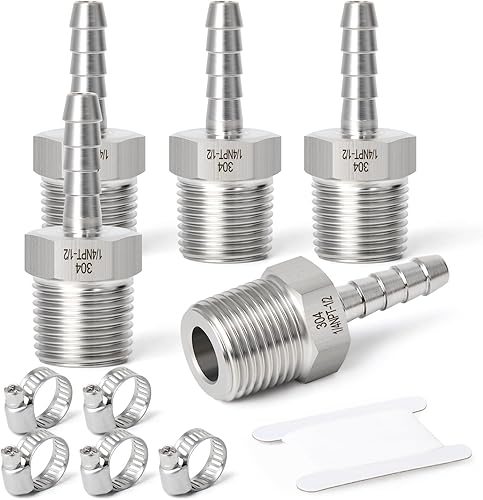 Miniatura 70 de TAISHER 1 PIEZA Accesorio de Manguera Codo de Acero Inoxidable 304 de 90 Grados - Púa de 1" x Púa de 1" para Combustible/Aire/Líquido/Gas con 2