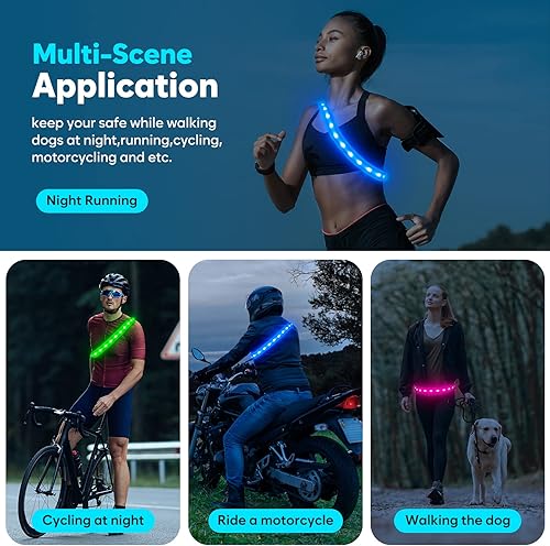 Miniatura 7 de Higo Cinturón LED para correr  Cintura reflectante iluminada para actividades nocturnas, cintura LED elástica para correr, ciclismo, senderismo,