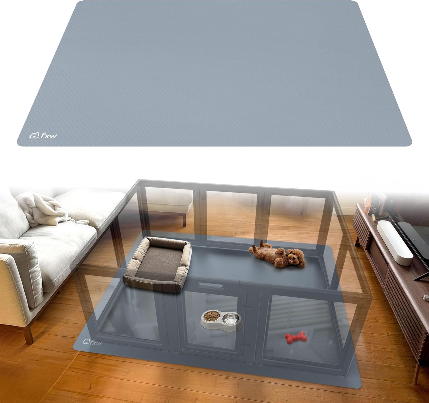 FXW Ultra Waterproof Pet Floor Protector Mat & Under Dog Crate Mat, Resistant & Easy to Clean, for FXW Rollick/Homeplus, 67''L x 47''W