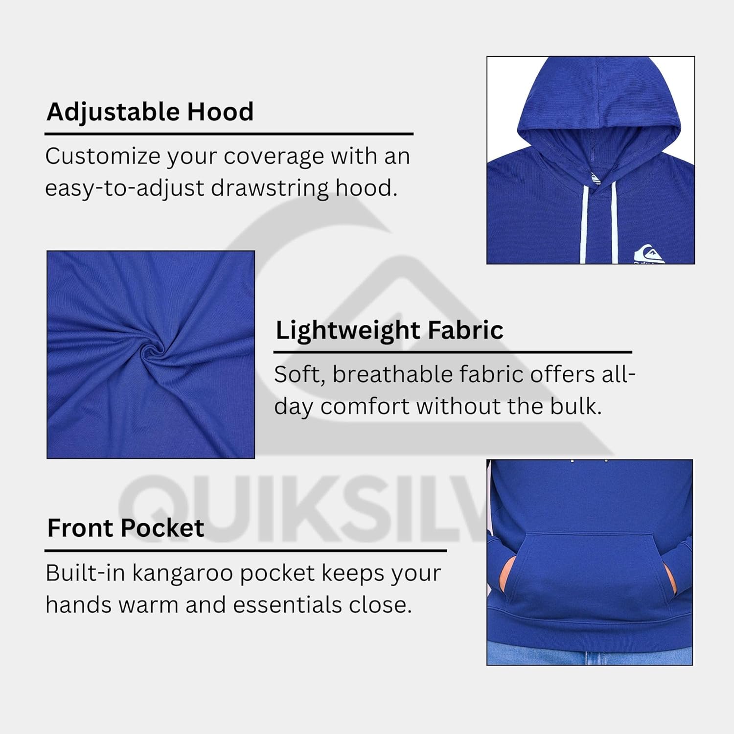 Quiksilver Hoodies for Men, Big and Tall Jersey Pullover Lightweight Sweatshirts for Men, Cotton Casual Hoodie - Image 5