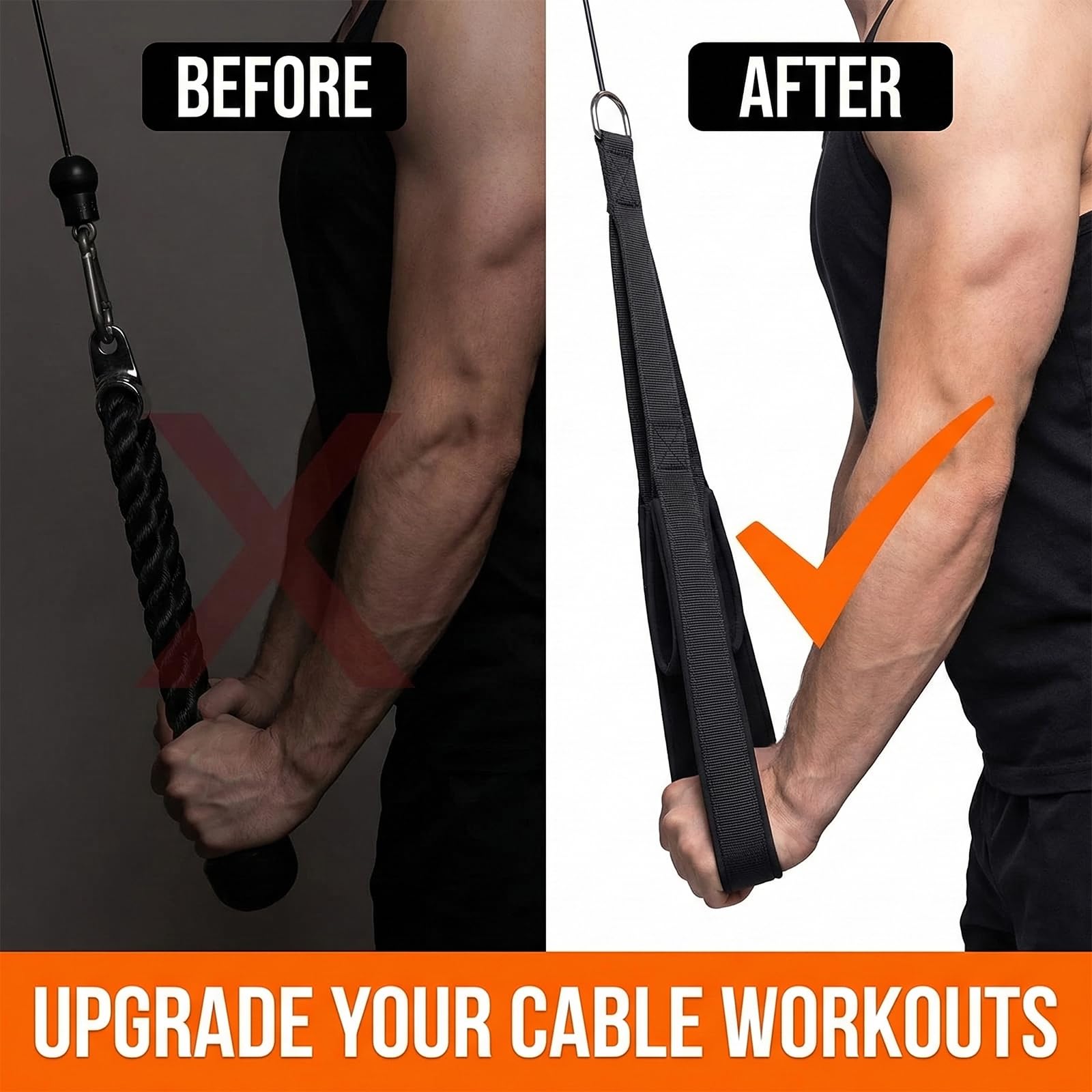 Trizepsseil,Trizepsseil Kabelbefestigung,Trizeps-Pull-Down-Seil für Push-Downs, Crunches, Facepulls für Professionelles Fitnessstudio Schwarz