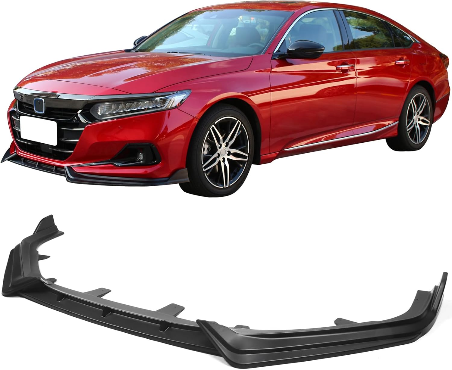 IKON MOTORSPORTS, Front Bumper Lip Compatible with 2021-2022 Honda Accord Sedan 4-Door, 3PCS Front Bumper Lip Spoiler Air Dam Chin Splitter Kit IKON V1 Style PP Painted #NH830M Lunar Silver Metallic