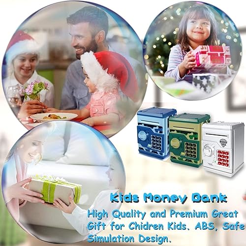 Miniatura 8 de 3 huchas electrónicas para niños, 3 unidades, gran juguete de regalo para niños y niñas, caja de ahorro de dinero con contraseña, regalo perfecto