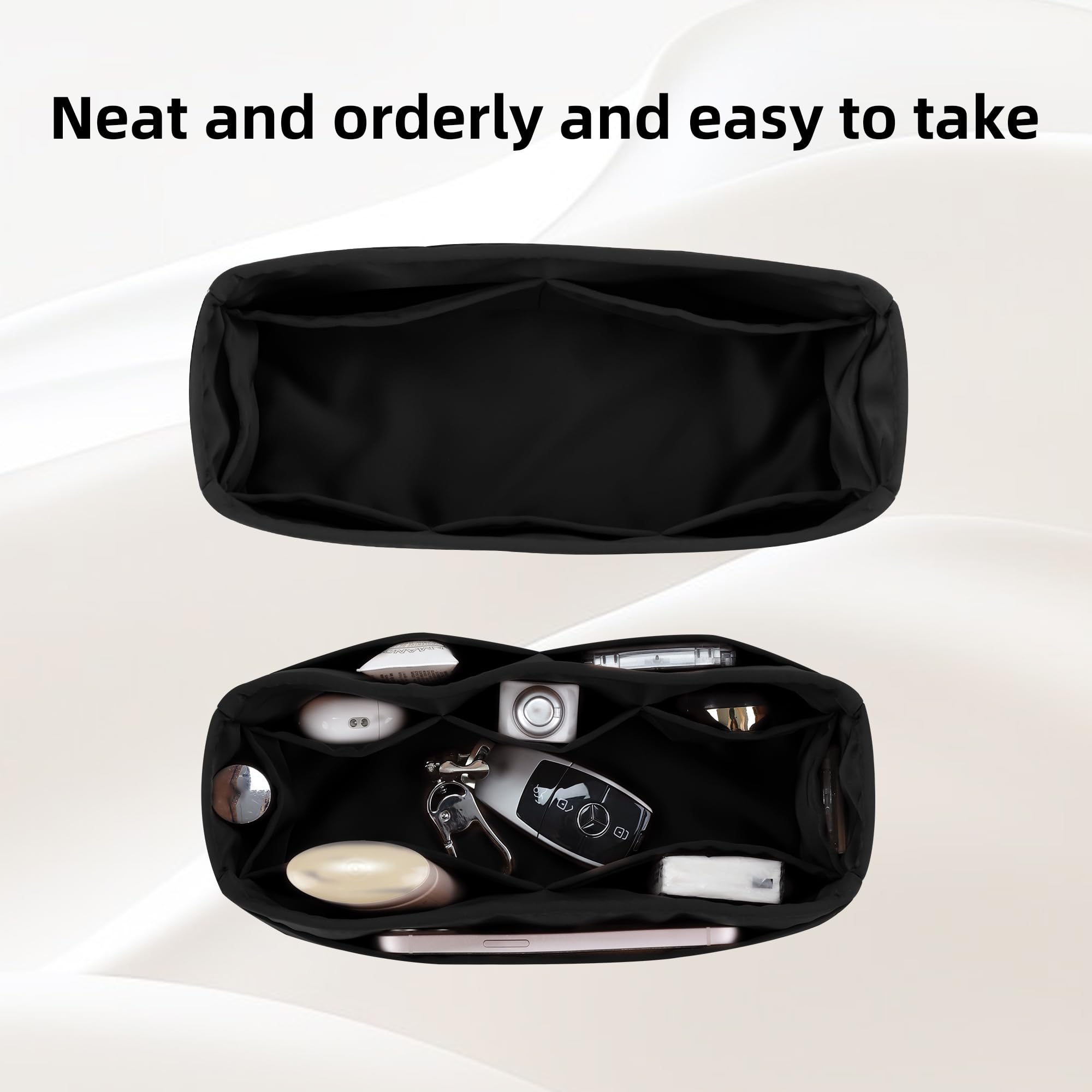 DGAZ Seiden Handtaschen Organizer für Kelly 32, Tasche in Tasche, Schwarz