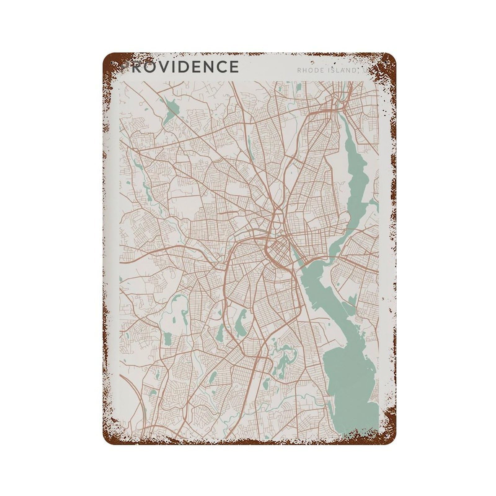 xiaoxiaoshen Providence Map Rhode Island Travel Gift Minimalist Wall Decor Art Metal Tin Poster Modern Home Decor Art Home Bar Shop Decorations Vintage Sign 40x30cm