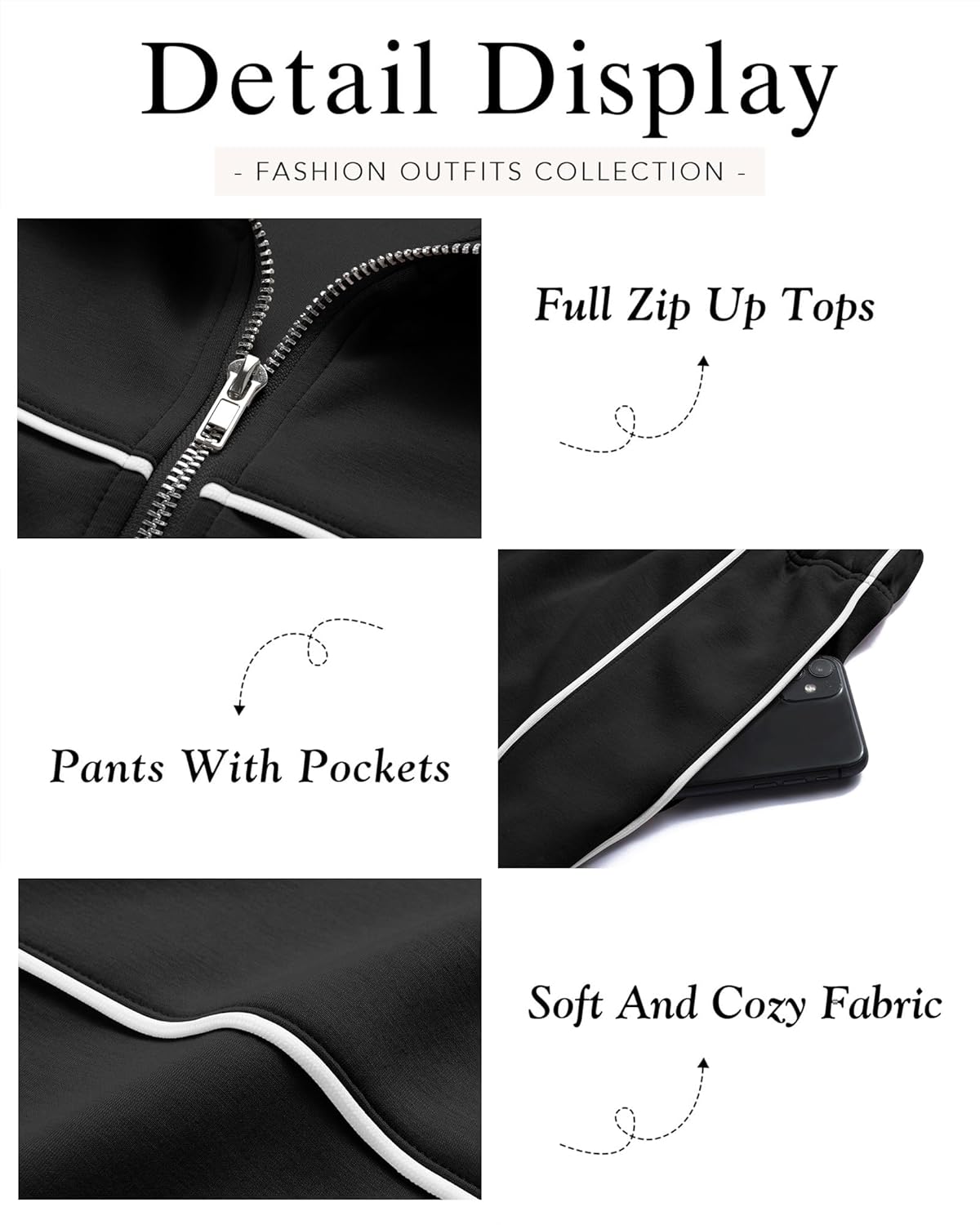 HAEOF Women 2 Piece Sweatsuit 2026 Fall Spring Long Sleeve Zip Up Sweatshirt Jogger Pants Machting Lounge Sets Track Suit - Image 5