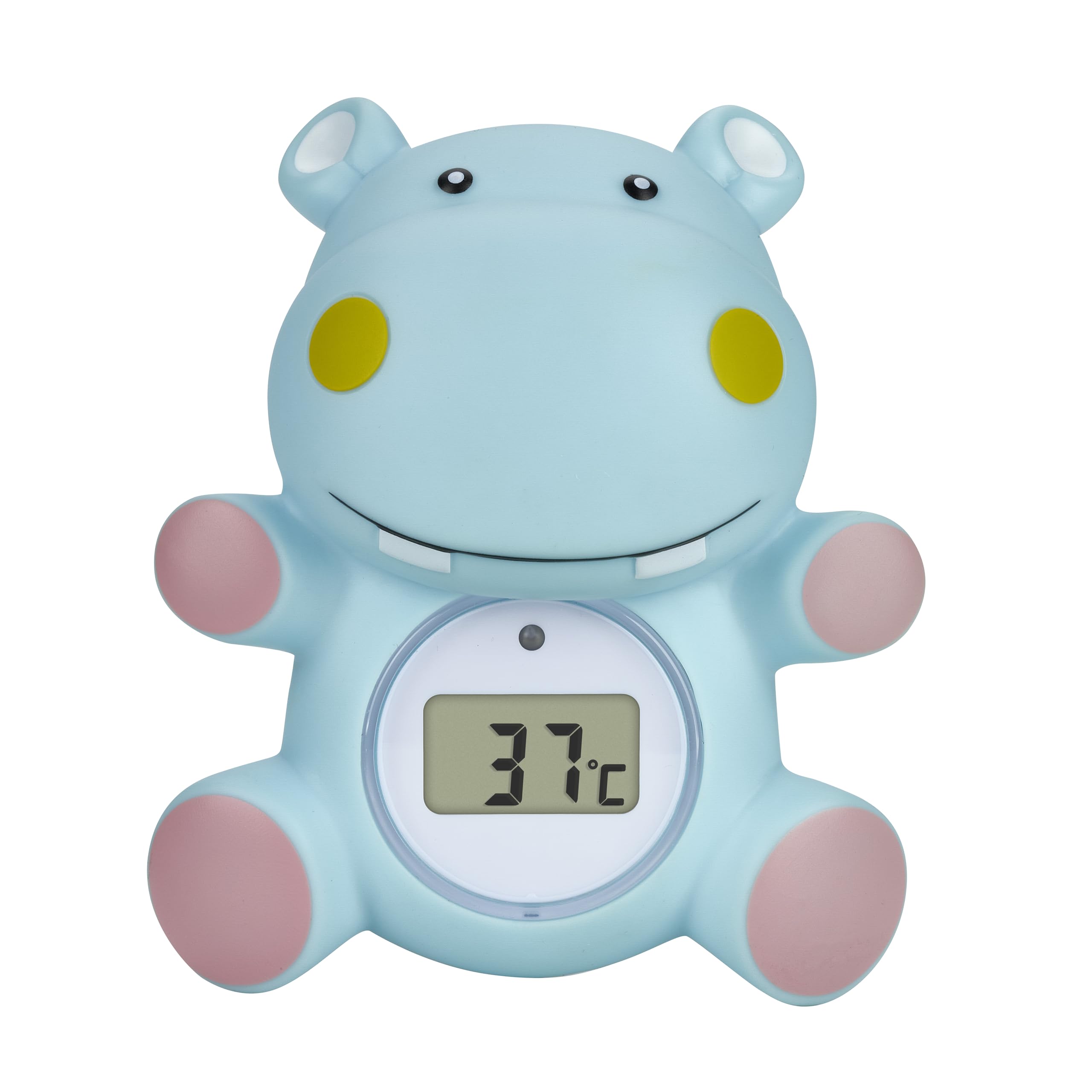 TFA Dostmann Thermomètre de bain numérique pour bébés, 30.2034.14, HIPPO, pour enfants/seniors, contrôle de la température de l'eau, pour piscines/spas, en forme d'hippopotame, mignon, bleu