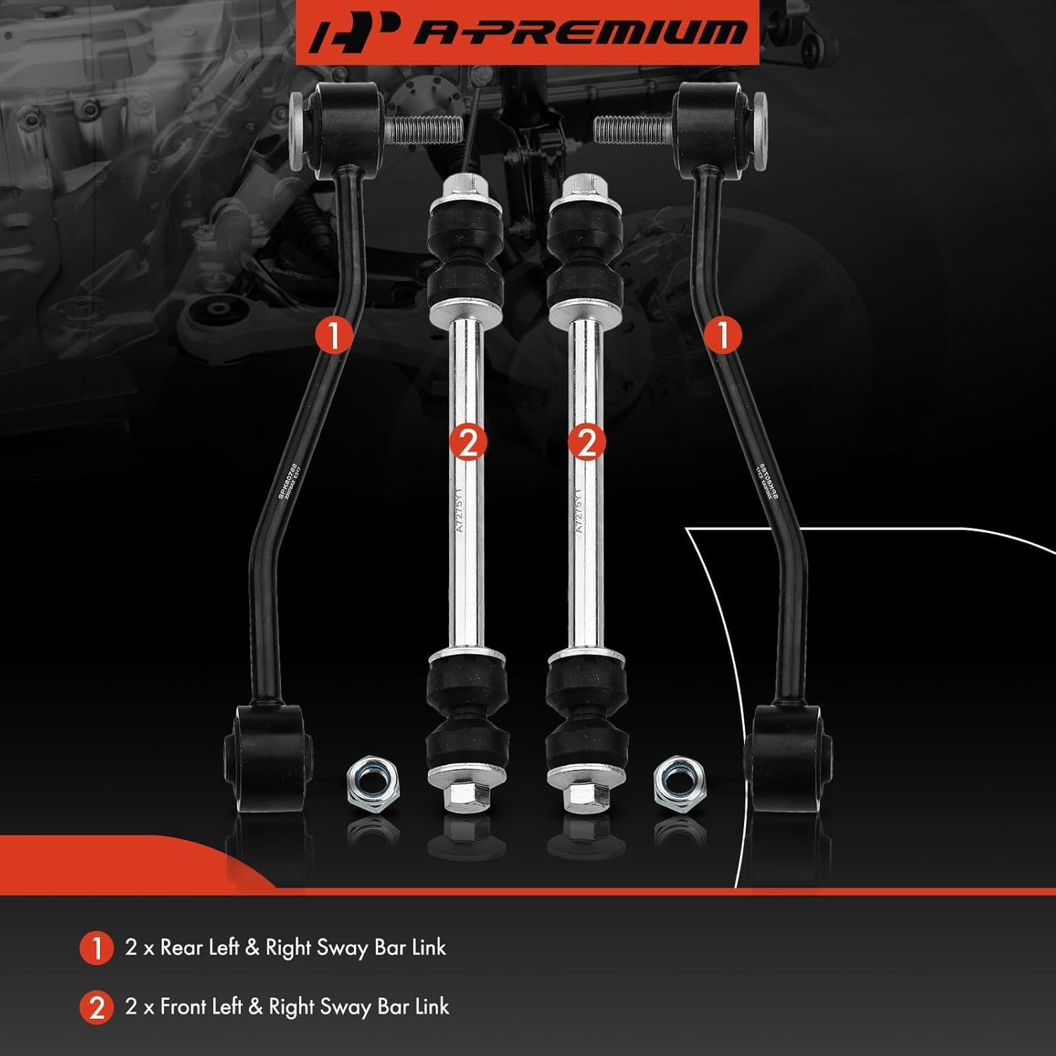 A-Premium Set of 4, Front & Rear Sway Bar Links Kit Stabilizer Bar Links Compatible with Ford Explorer Sport Trac 2001 2002 2003 2004 2005