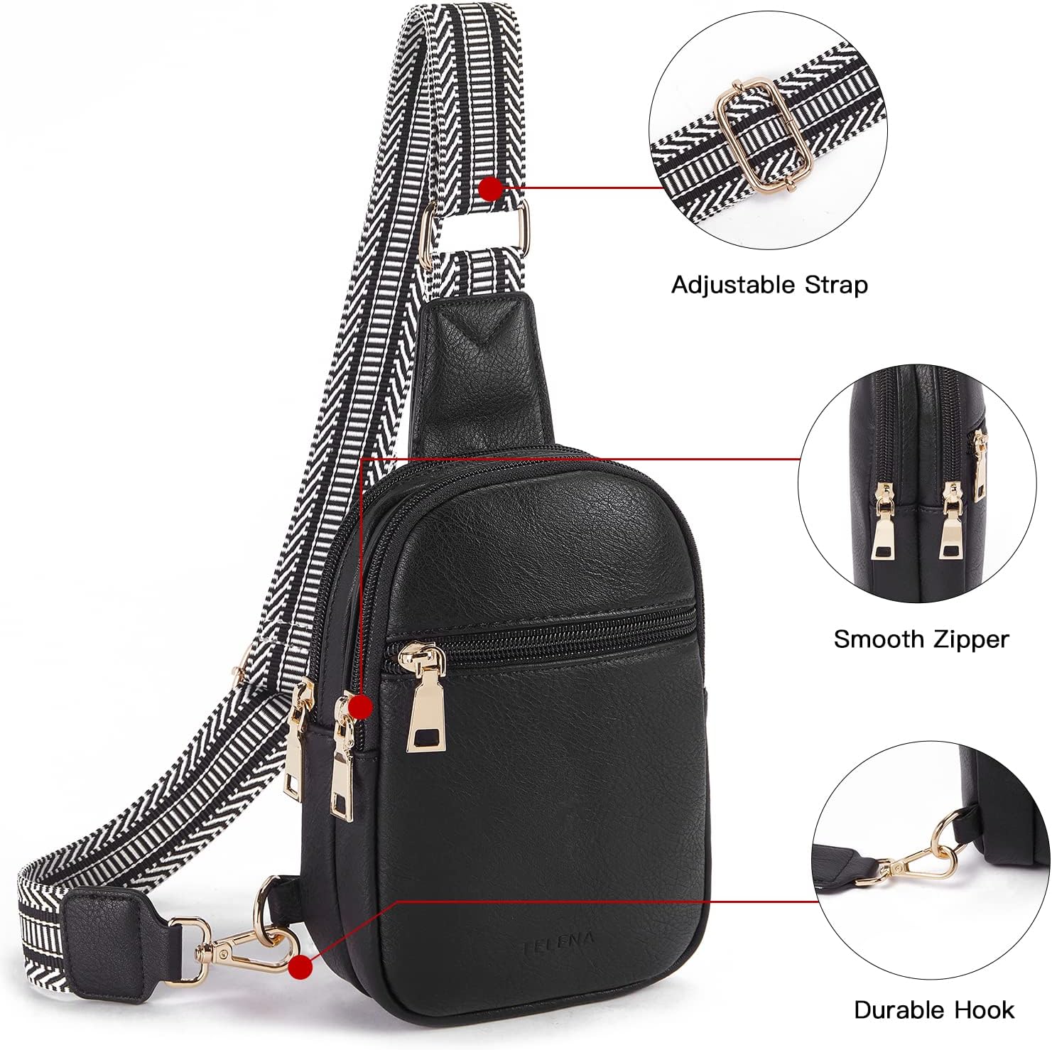 Telena Small Sling Bag for Women Vegan Leather Fashionable Fanny Pack Crossbody Bags for Women for Travel - Image 4