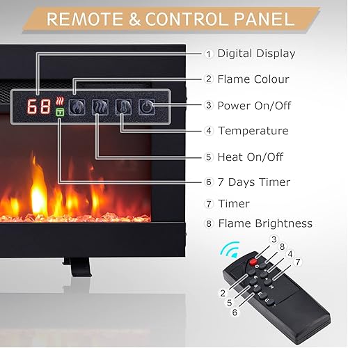 Miniatura 6 de Efiretric Arthur 50  W 3 in 1 Electric Fireplace EF458 Freestanding Wall Mounted Recessed 9 Colors Flame Effect TV Media Wall Heater 750W1500W