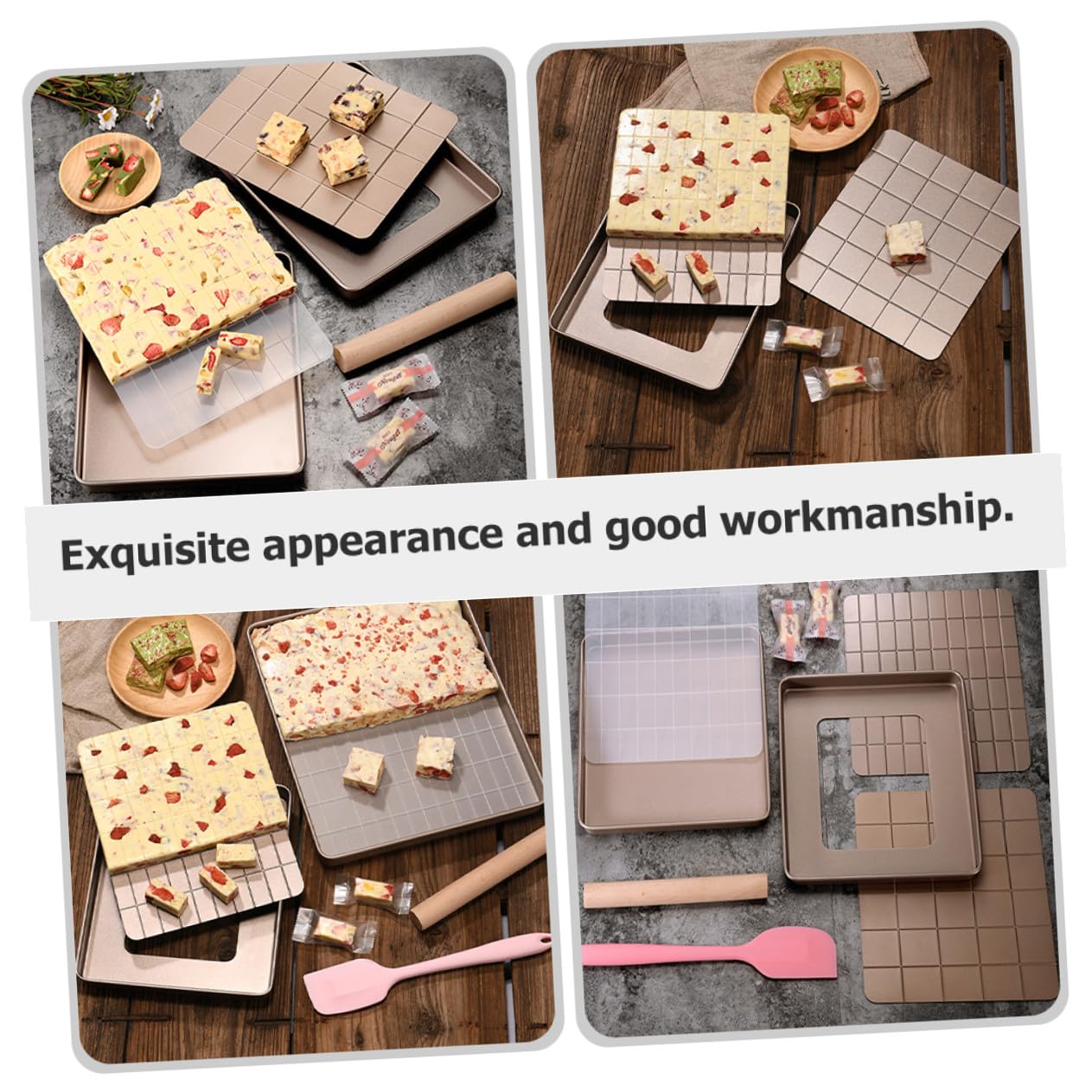 Gadpiparty Set Stampi per Torrone in Metallo Resistente con Griglia Integrata, Facile da Pulire e Anti-deformazione, per Cucina e Preparazioni Dolciarie Professionali