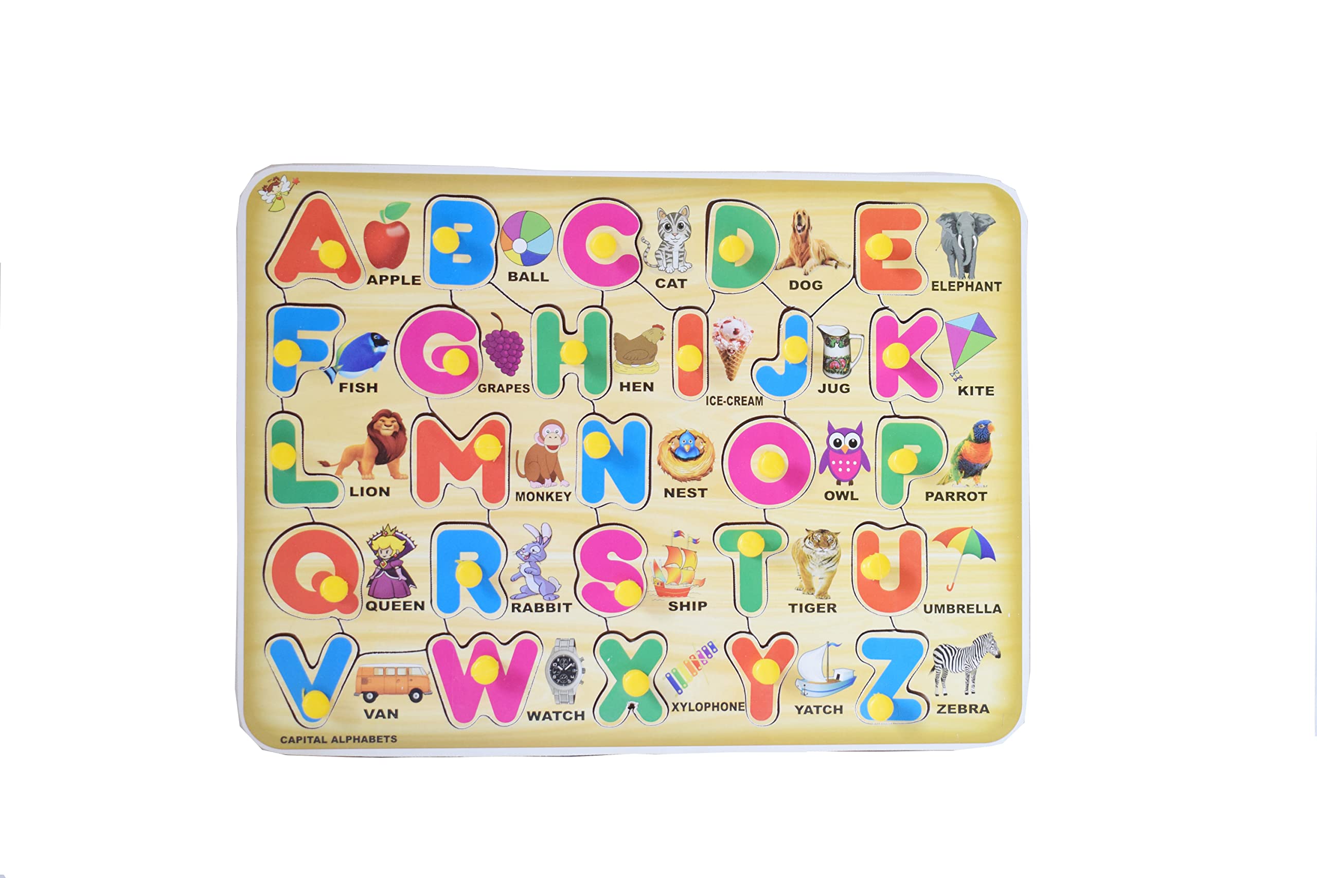 EL FIGO Wooden Puzzles Toys for Kids, Educational Learning Letters & Number Puzzle Toy - (Multicolor) (Capital Eng Letters) (B0998YYLL4) Amazon Price History, Amazon Price Tracker