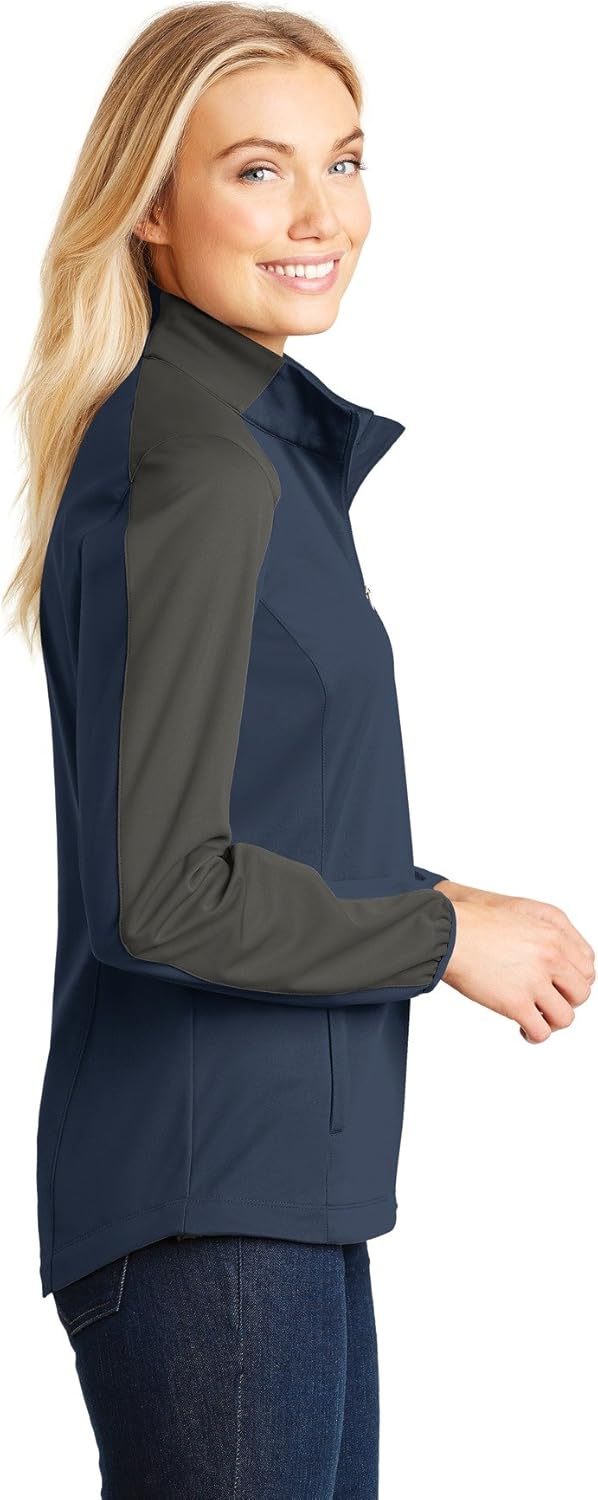 Port Authority Ladies Active Colorblock Soft Shell Jacket. L718 Dress Blue