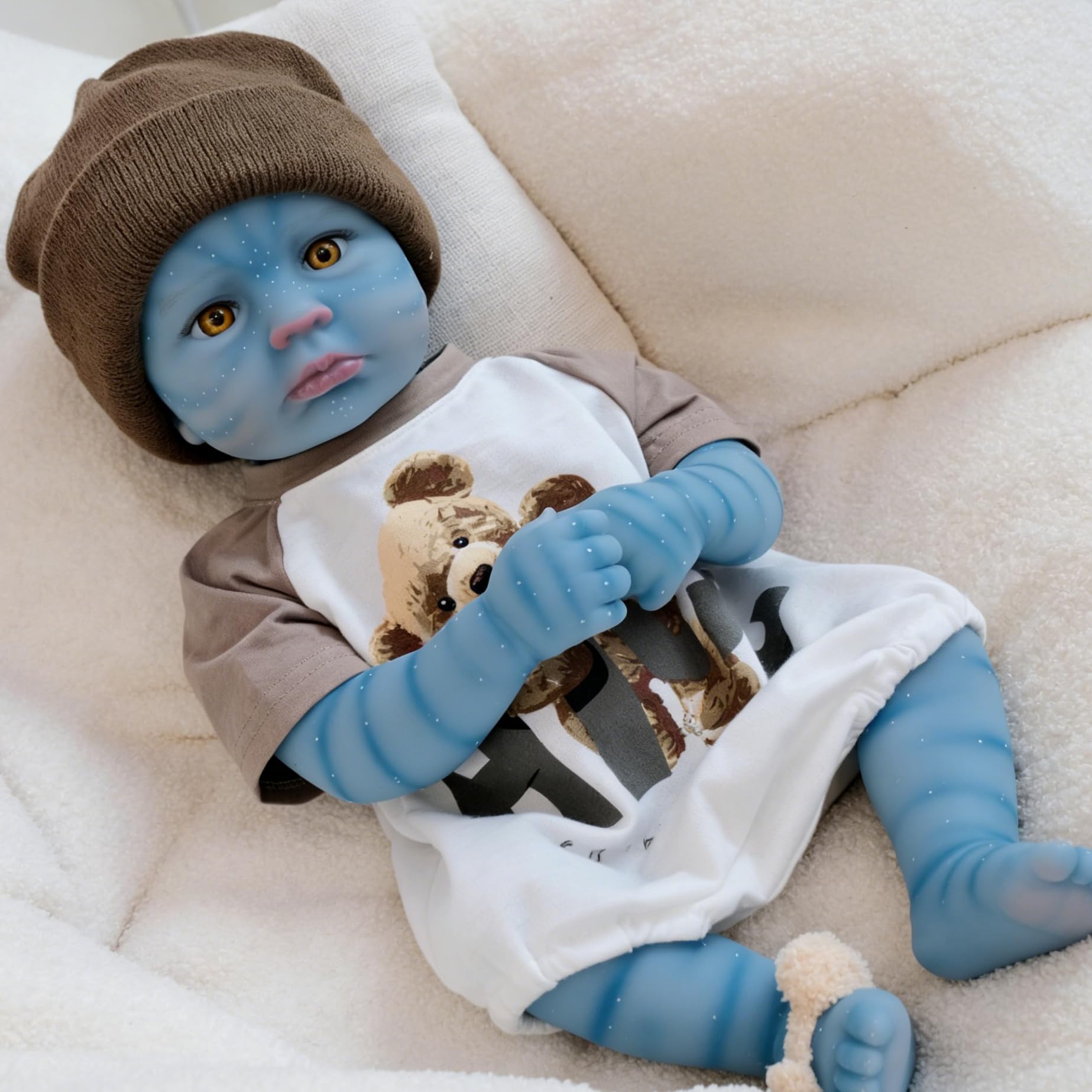 48 cm anatomicamente corretto Avatar Alien Reborn Baby Boy Doll Full Silicone Real Life Neonato Avatar Bambole che sembrano reali e si sentono reali set regalo per bambini dai 3 anni in su e