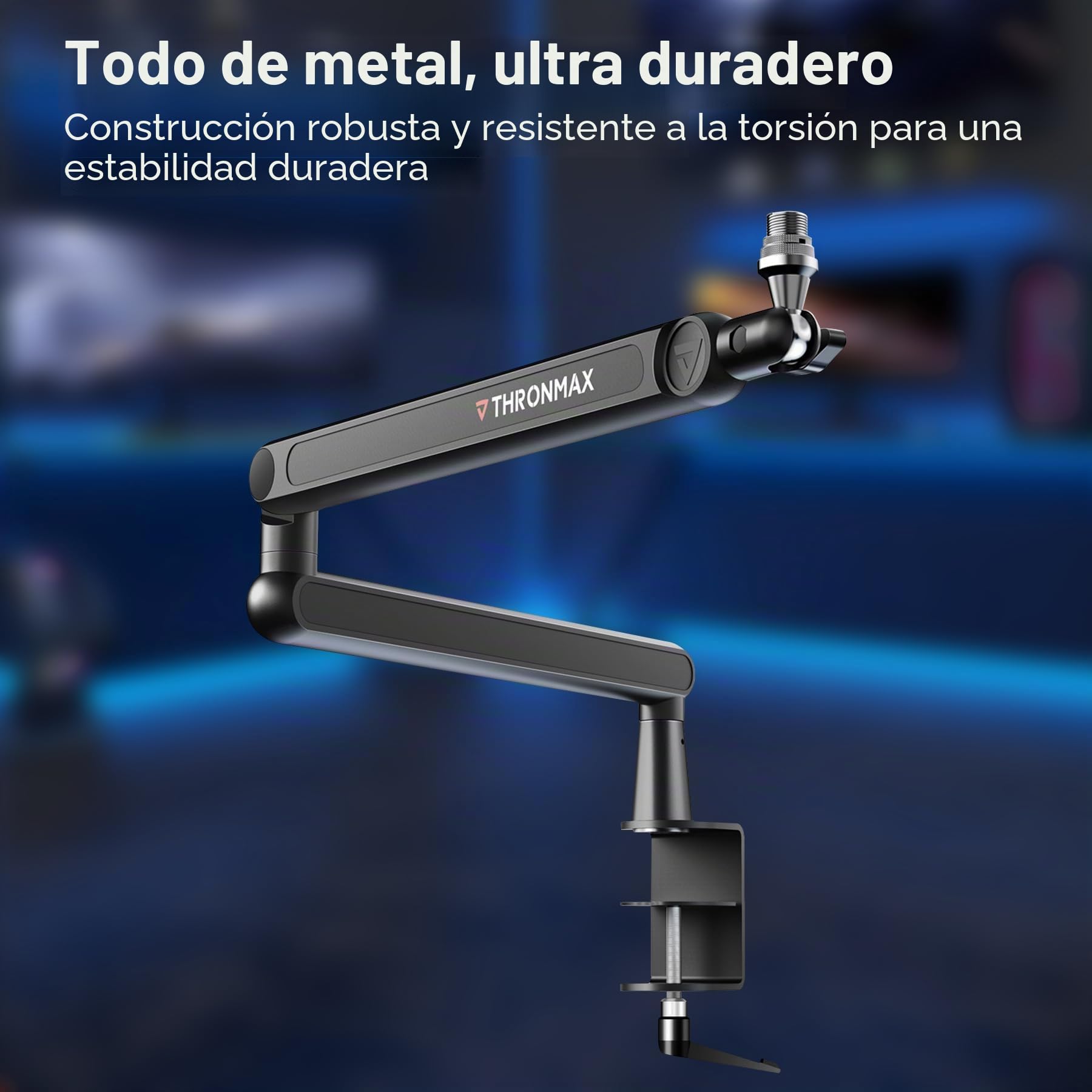 THRONMAX S7 TUNE Brazo de micrófono de perfil bajo, soporte de micrófono giratorio de 360°, gestión de cables, abrazadera fácil para transmisión, podcasting, juegos, ajuste universal para Blue Yeti