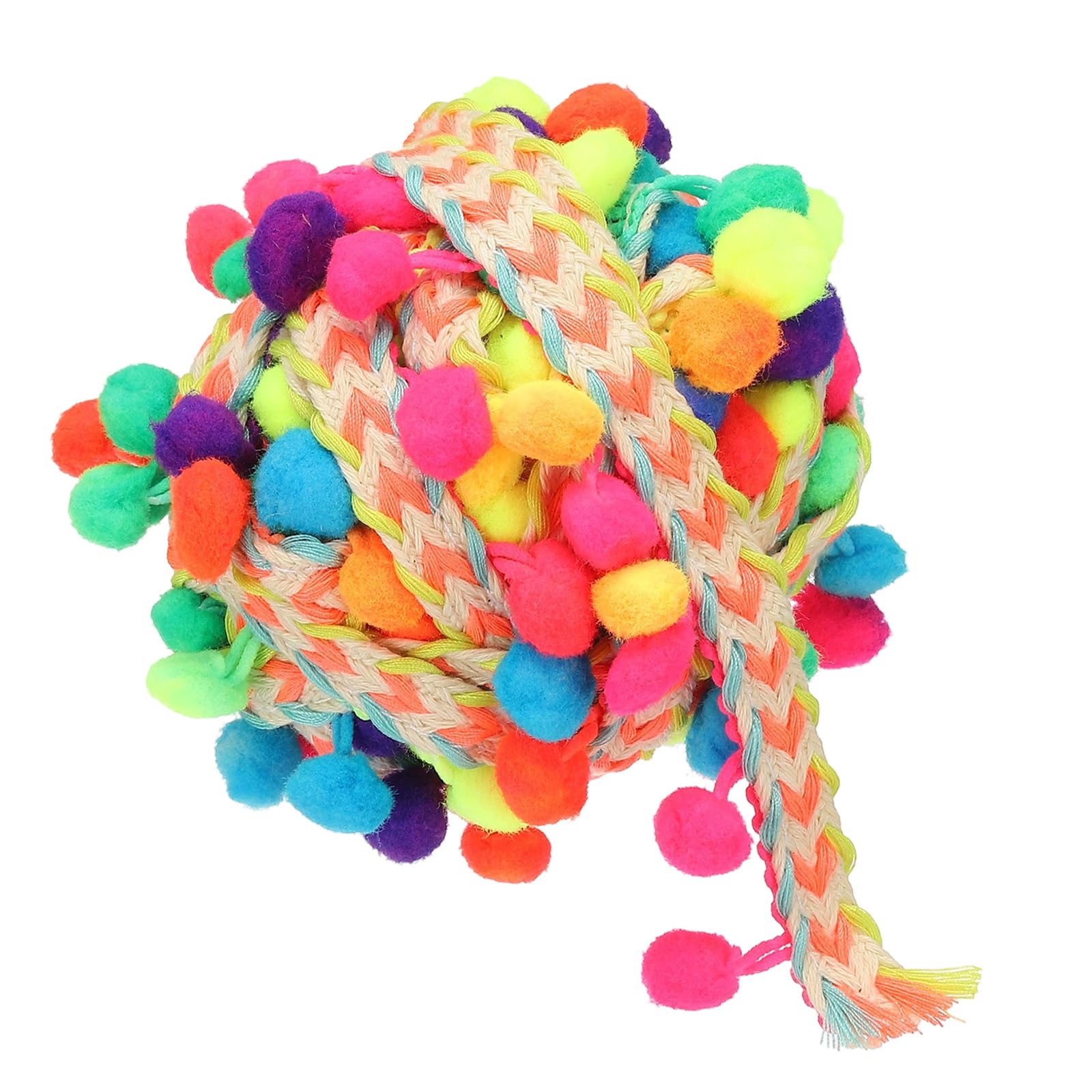 PATIKIL 5.5Yards Embroidered Pompoms Trim Ribbon, Pom Poms Fringe Ball Trim Ribbon Tassel Lace Accessory for Sewing DIY Crafts Fabric Home Curtain Decoration, Multicolor