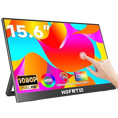 Monitor Portatil Tactil 15.6 Pulgadas, 1920 x 1080 FHD Pantalla Táctil portátil de16:9, IPS, Gran Angular de 178°, sRGB 80%,60 Hz, USB-C, Mini-HDMI, VESA, Deux Altavoz, Soporte Plegable