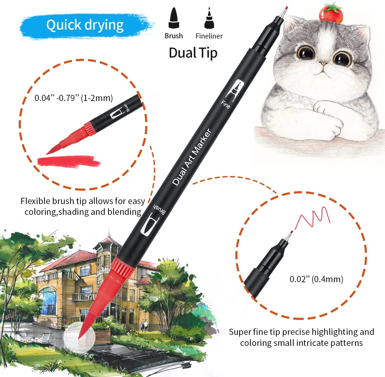 Jovi Brush Marker Pennarelli Lettering Doppia Punta - Astuccio 12 Colori