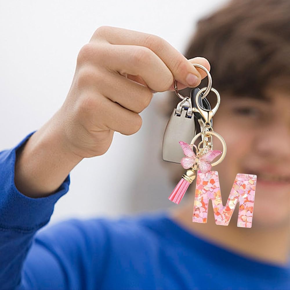 MORSUNBELA Porte-clés Avec Lettre Initiale Papillon | FindTheDeal