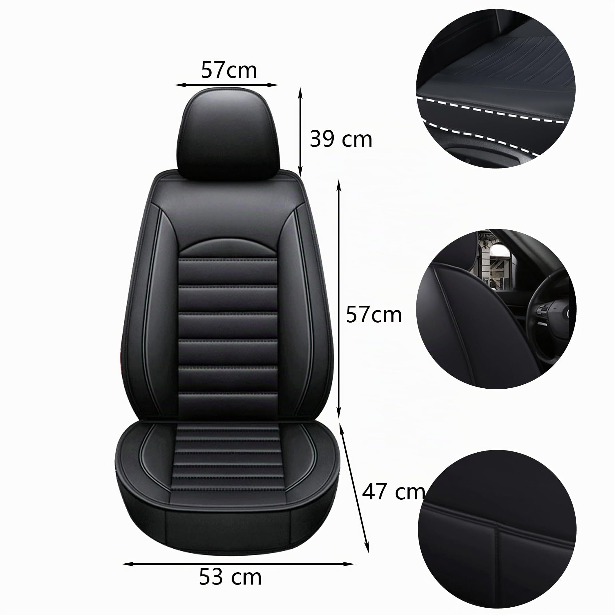Housses de Siège Avant 2 Pièces en Similicuir Noir, Accessoire Auto pour Toyota Auris Avensis Camry Corolla Highlander Hilux Land Cruiser Prius RAV 4 Urban Cruiser Verso Yaris