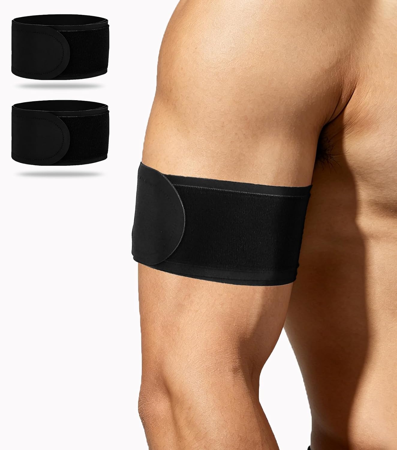 Bicep Tendonitis Brace 1 Pair Upper Arm Brace Support Pain Relief for Bicep and Tricep Muscle Strains, Compression Arm Support Fits 8.3"-15.7" (Black)