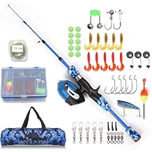 Kids Fishing Rod and Reel Combo Full Kit 1.2m/1.5m Telescopic Kids Fishing Pole with Spincast Reel and Hooks Lures Swivels Carry Bag, Fishing Pole Fishing Gear for Kids Boys Girls