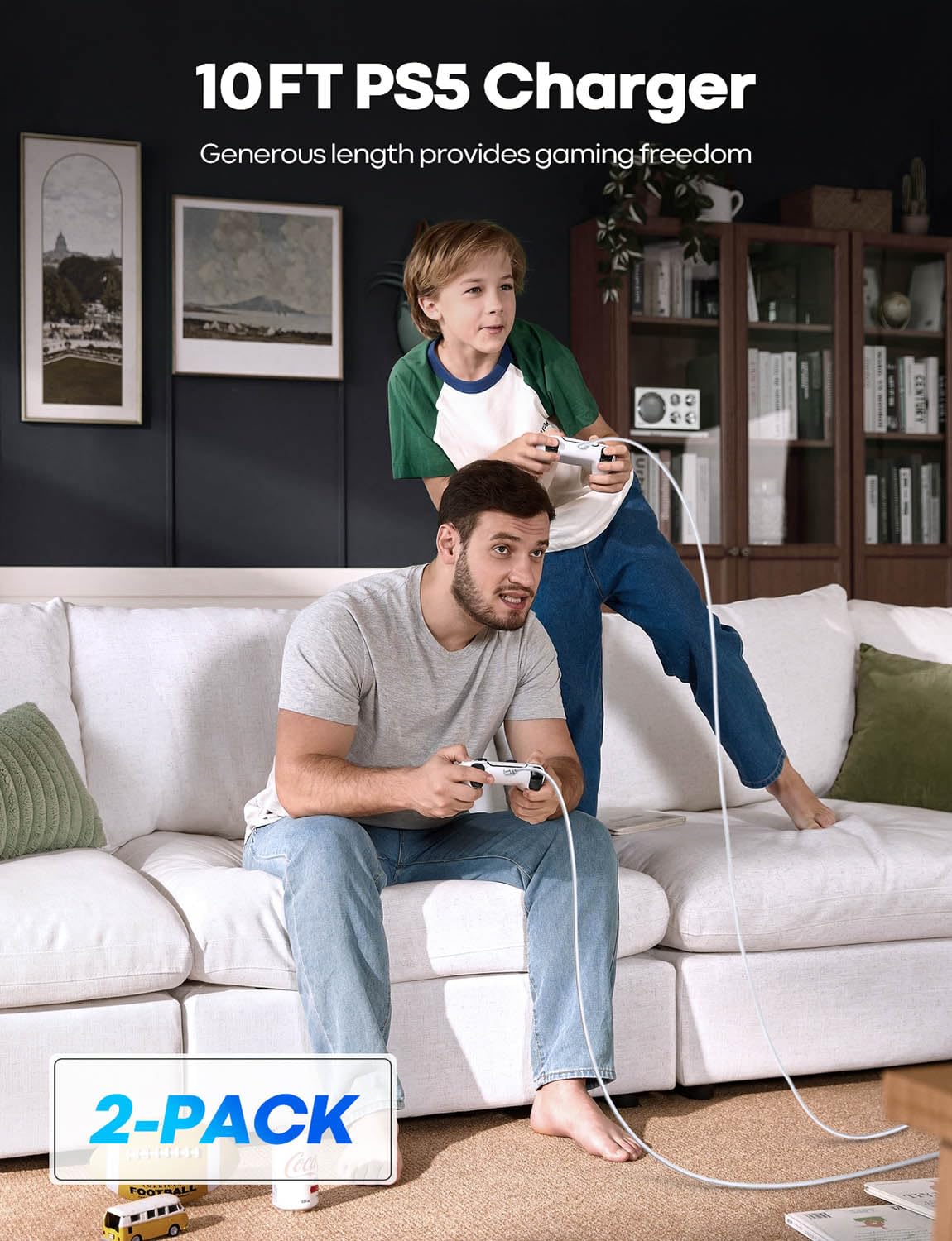 PS5 USB-C-Ladekabel, 3 m, 2 Stück, langes PS5-Controller-Ladekabel, 3 m, USB-A-auf-USBC-Kabel für Sony PlayStation 5/PS5 Pro/PS5 Controller, Xbox Series X/Series S Controller