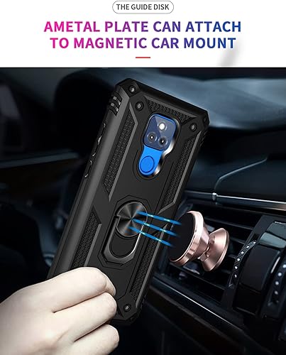 Miniatura 4 de Funda compatible con Moto G Play, con protector de pantalla HD, grado militar, soporte para automóvil, soporte híbrido de policarbonato duro, TPU