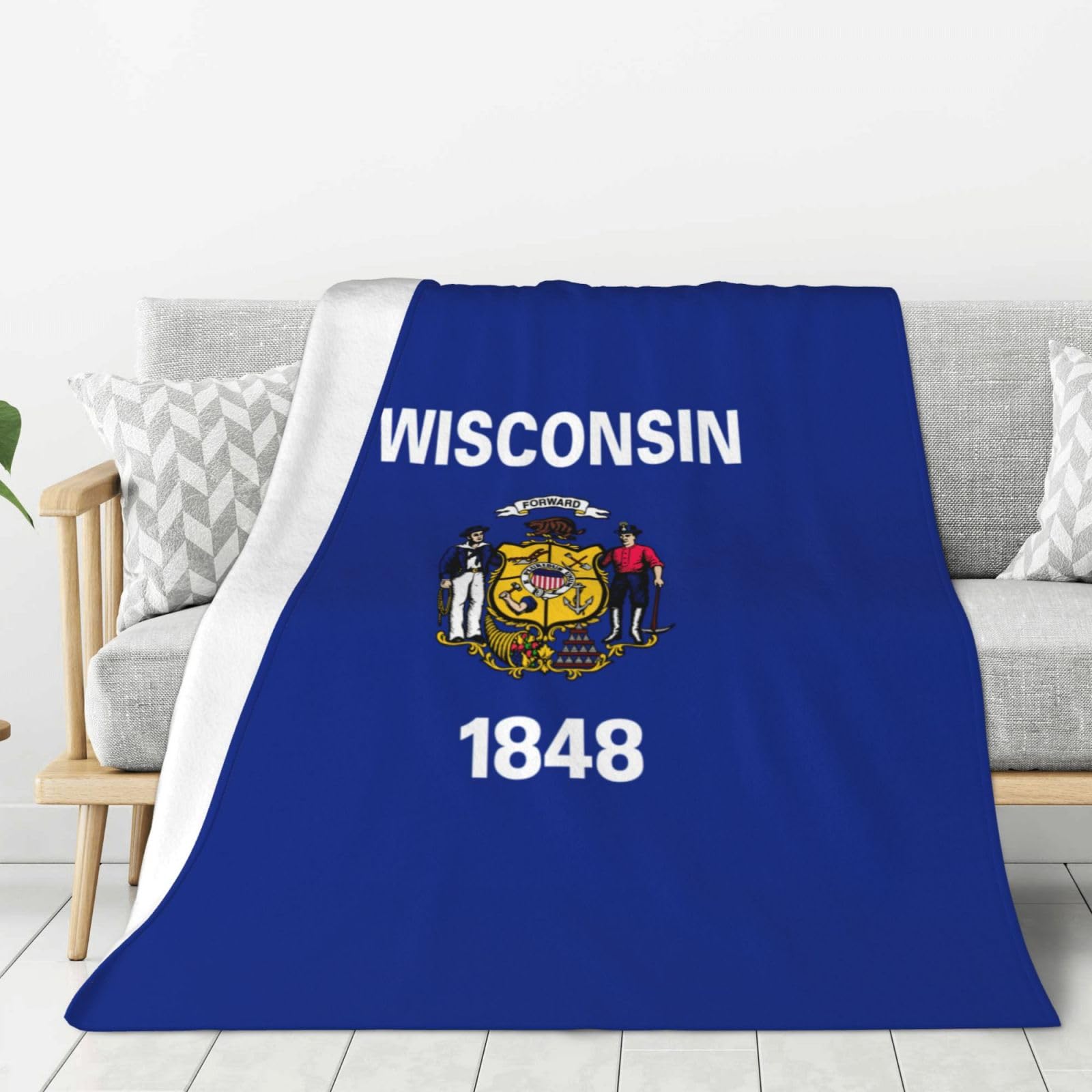 Couverture en flanelle ultra douce imprimee Wisconsin plaid chaud canape