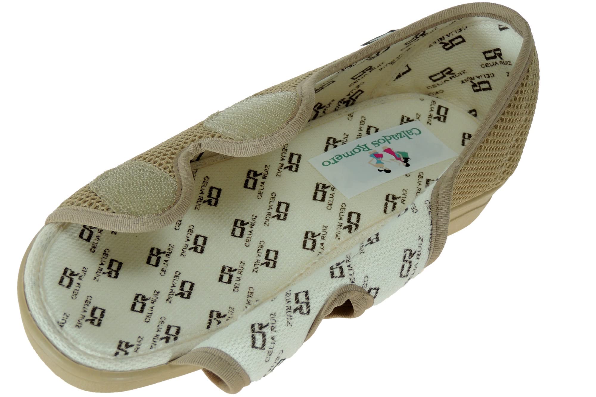 Calzados Romero. Zapatillas Anatómicas para Pies Delicados en Ancho Especial con Tratamiento Antibacteriano para Mujer. Ref. 0476. Beig Talla 39