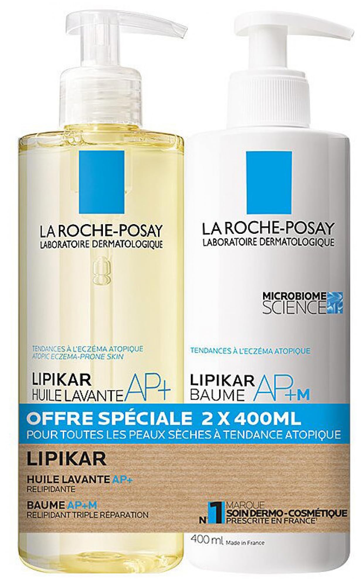 La Roche-Posay - Pack Lipikar - Huile Lavante AP+ 400 ml + Baume Relipidant 400 ml