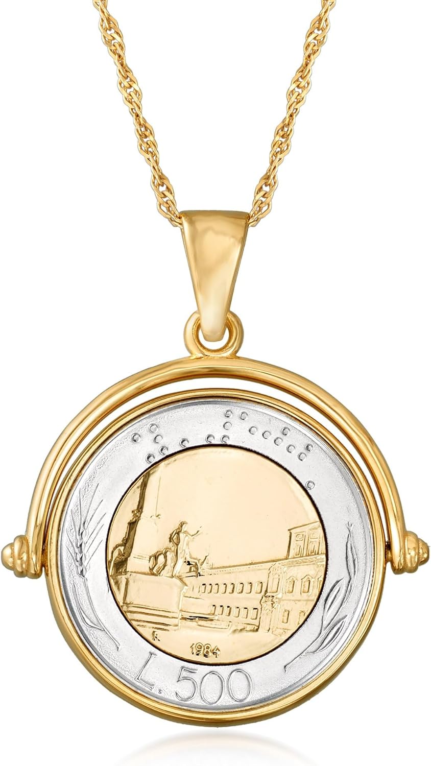 Ross-Simons Italian Genuine Lira Coin Necklace in 18kt Gold Over Sterling - Image 3