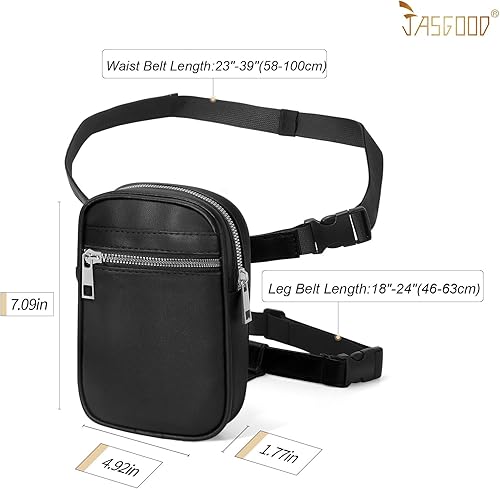 Miniatura 3 de JASGOOD Riñonera de moda para mujer, arnés de muslo, bolsa de pierna caída, Negro (G-Black), Moda