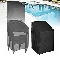 Vista 1 de Funda para silla apilable para patio, jardín, piscina, cubierta, impermeable, protector de muebles para 4-6 pilas de taburetes, 34 pulgadas de largo
