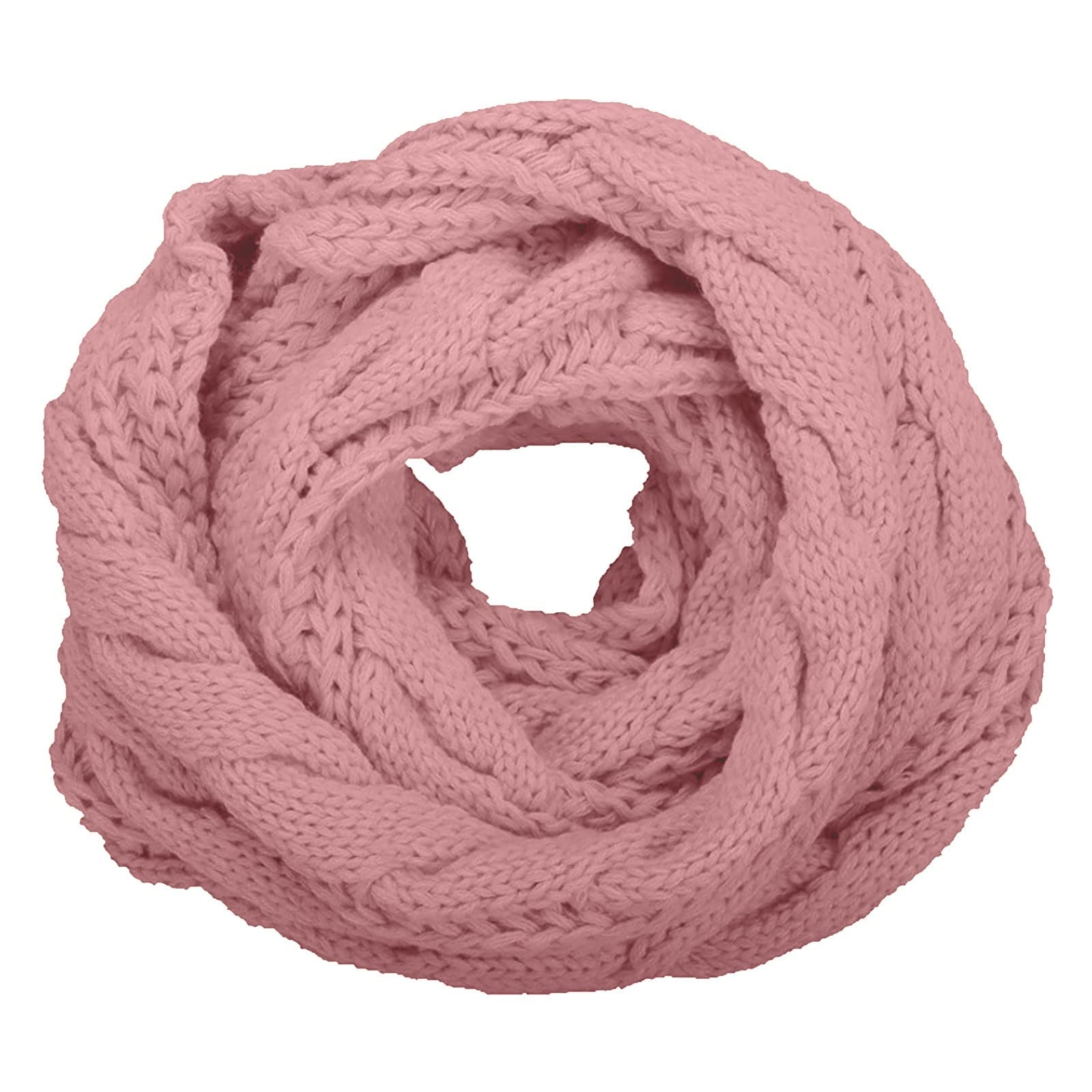 Winter Women Thick Cable Knit Ribbed Infinity Circle Loop Scarf QUEENFUR Winter Women Thick Cable Knit Ribbed Infinity  main image 4