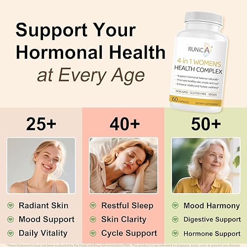 Miniatura 7 de Suplemento de equilibrio hormonal 4 en 1 para mujer Rosa mosqueta, pueraria y onagra con isoflavonas de soja Ciclo menstrual, menopausia, nivel