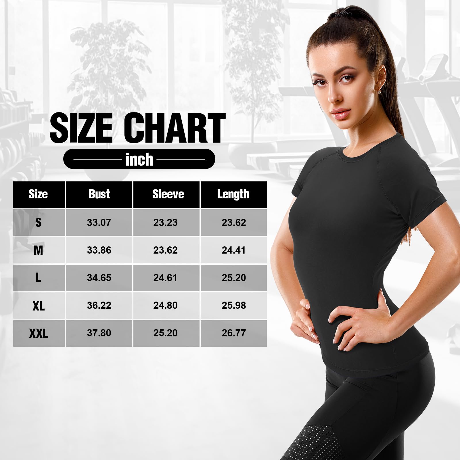 Coume Lot de 4 t-shirts de compression à manches courtes pour femme - T-shirt de course à pied, yoga - Séchage rapide